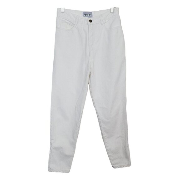 Forenza Denim - Vintage Forenza White Jeans Sz 12 100% Cotton Made In USA Zippered Ankles 1980s